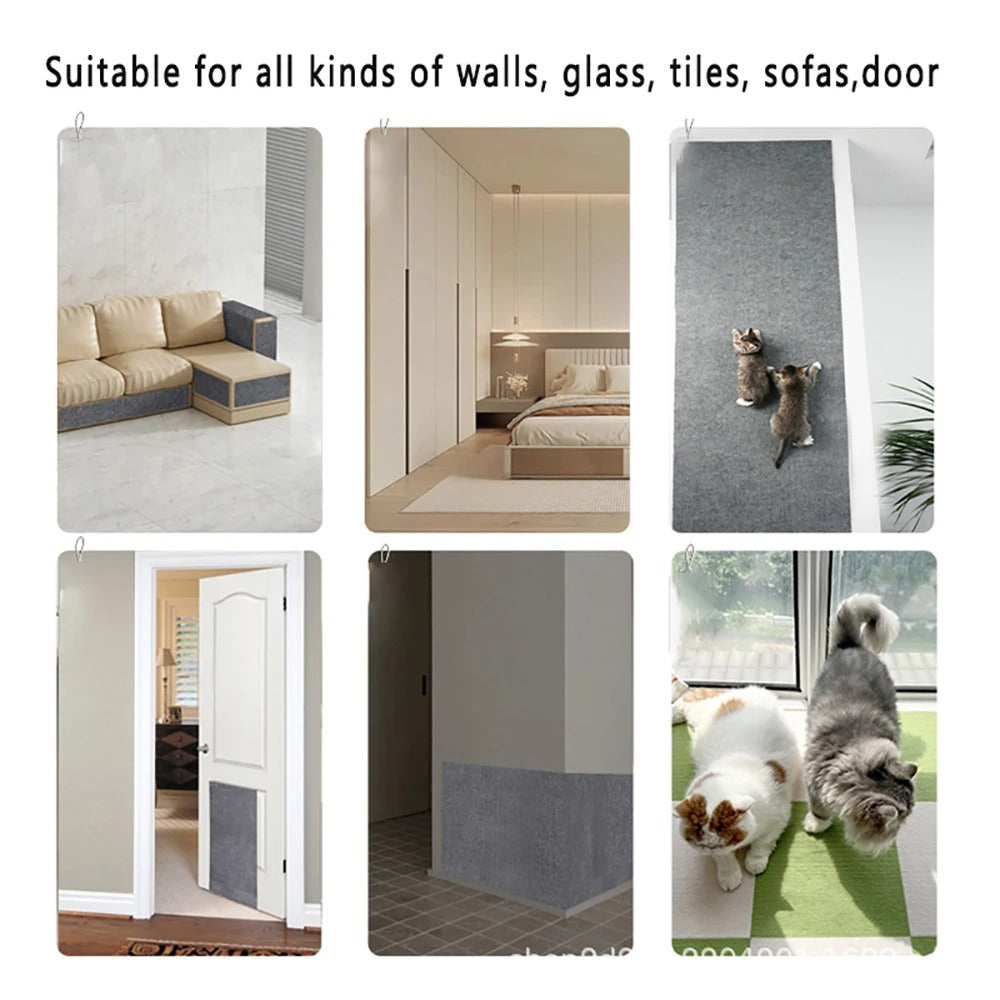 Self-Adhesive Cat Scratching Mat β Trimmable Carpet Protector for Sofa, Walls & Furniture
