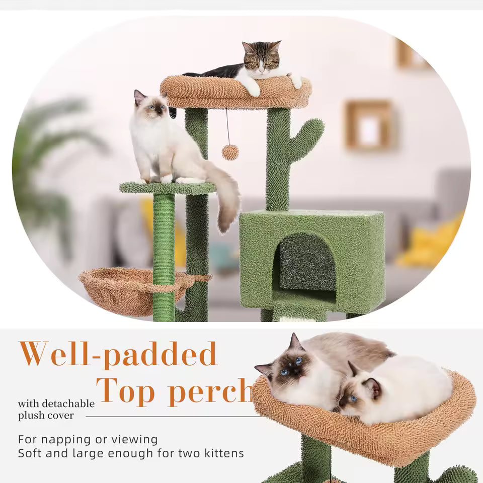 104cm Green Fresh Pastoral Multi-Level Cactus Cat Tree