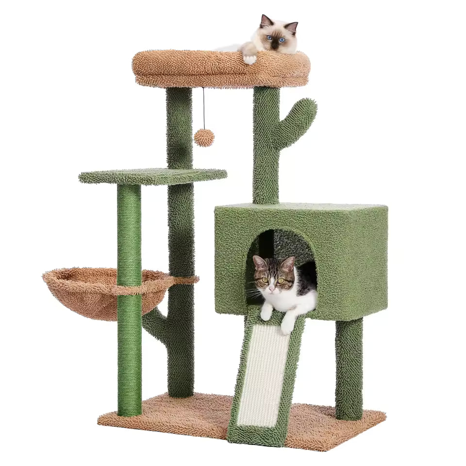 104cm Green Fresh Pastoral Multi-Level Cactus Cat Tree