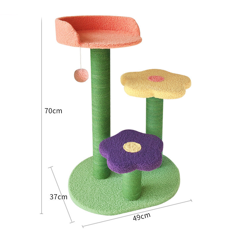 70cm Durable Cat Tower with Scratch Board and Climbing Tree