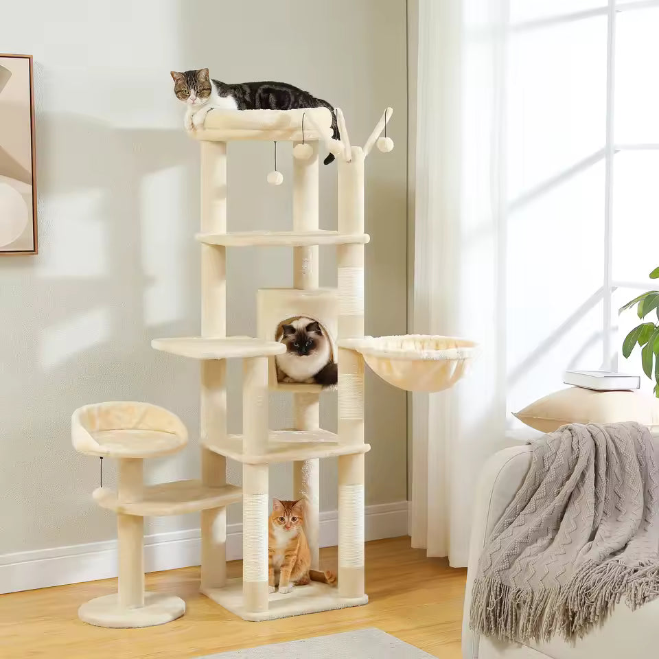 150cm Cactus-Themed Large Cat Tree - Cozy Hammock & Condo with Scratching Posts