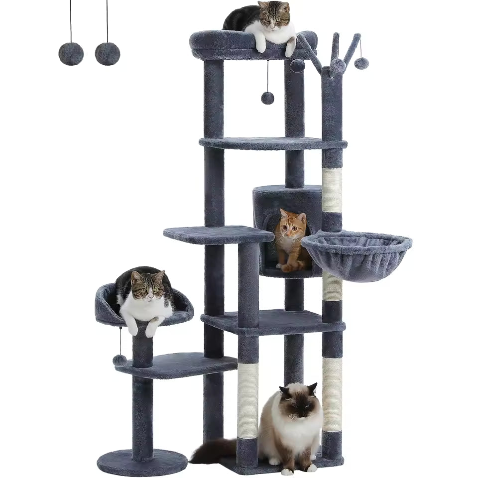 150cm Cactus-Themed Large Cat Tree - Cozy Hammock & Condo with Scratching Posts