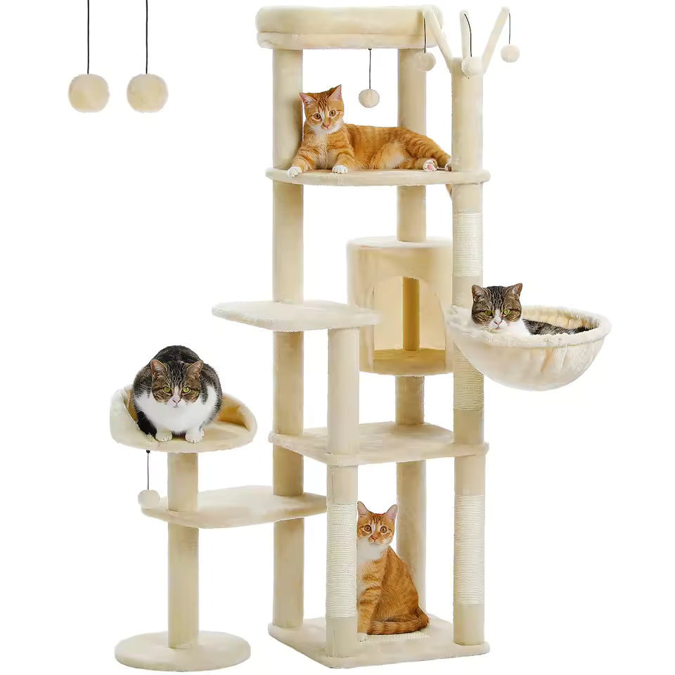 150cm Cactus-Themed Large Cat Tree - Cozy Hammock & Condo with Scratching Posts