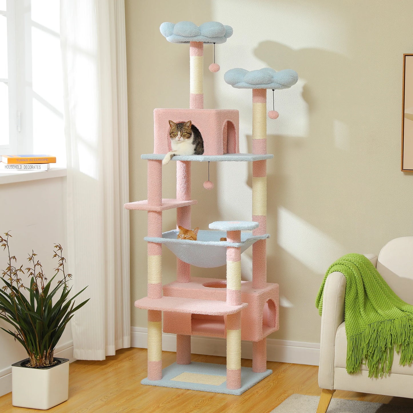184cm Majestic Multi-Level Cat Tree with Condo, Hammock and Scratching Post