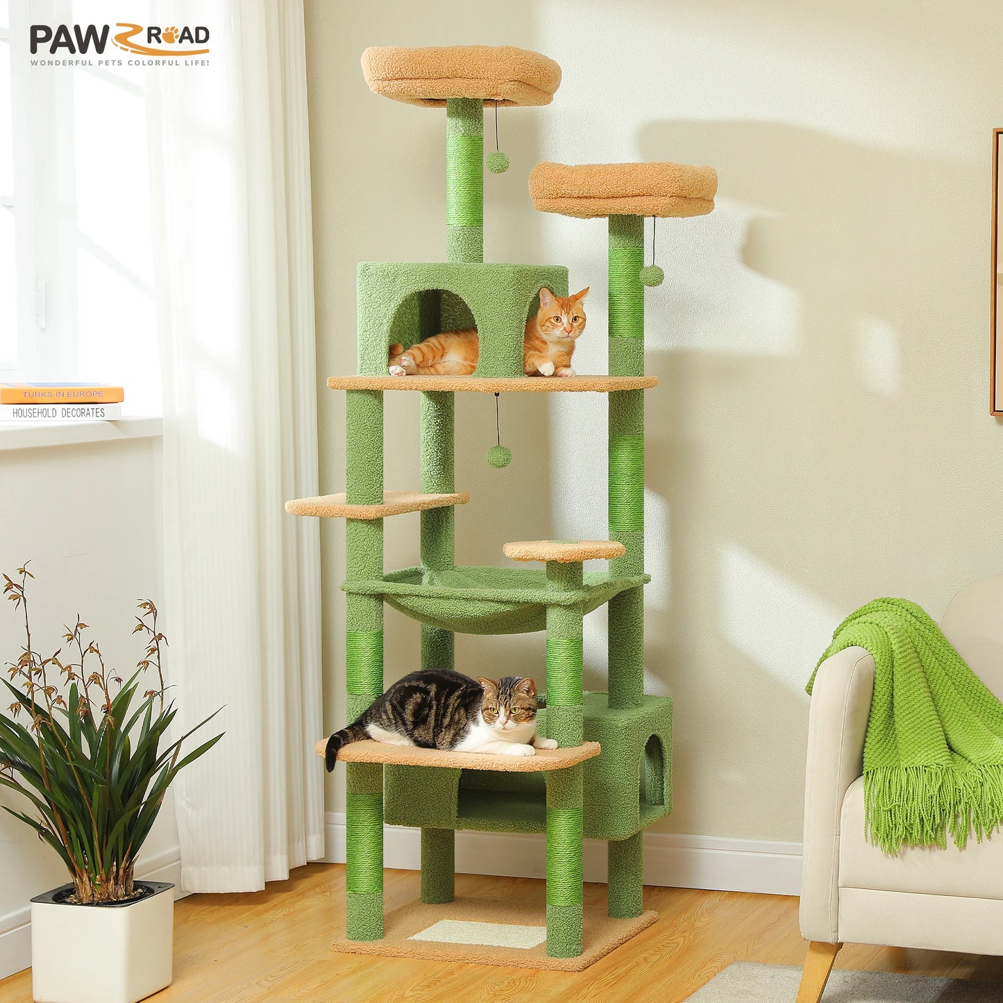 184cm Majestic Multi-Level Cat Tree with Condo, Hammock and Scratching Post