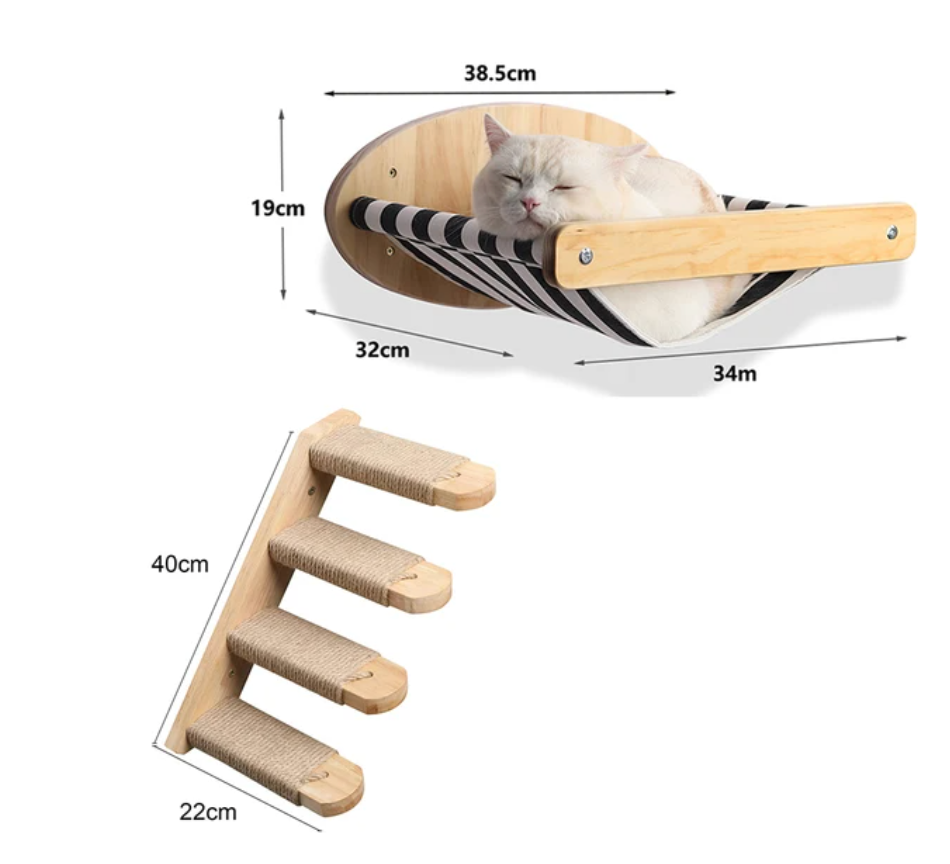 Wall-Mounted Cat Climbing Ladder Jump Ladder Combination