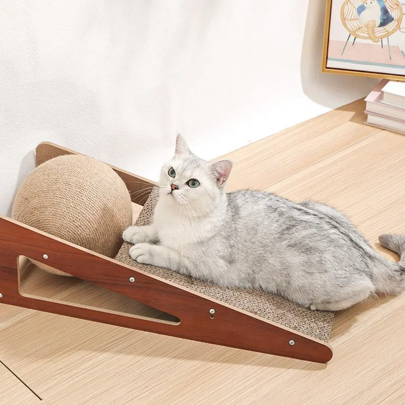 Interactive Cat Scratching Board with Detachable Vertical Ball Toy