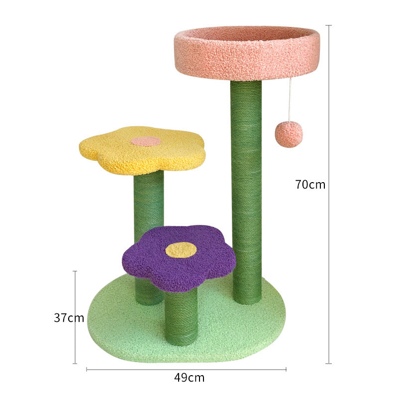 70cm Durable Cat Tower with Scratch Board and Climbing Tree