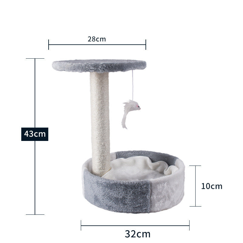 Multi-Style Solid Wood Cat Climbing Tree Frame with Integrated Scratching Post