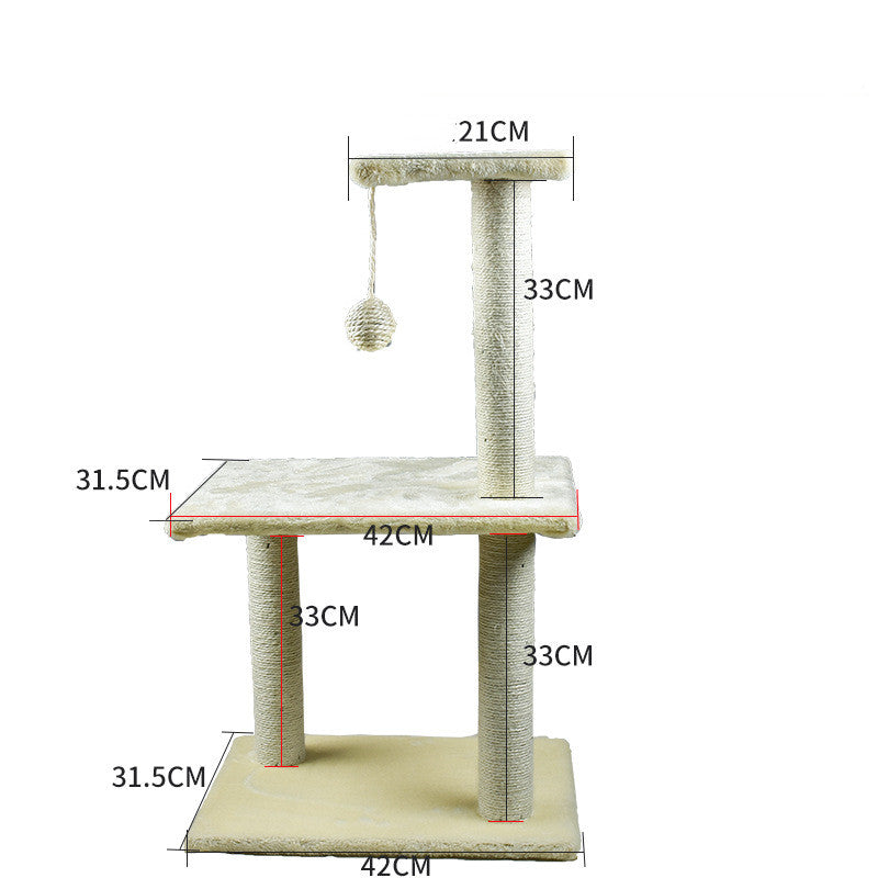 Multi-Style Solid Wood Cat Climbing Tree Frame with Integrated Scratching Post