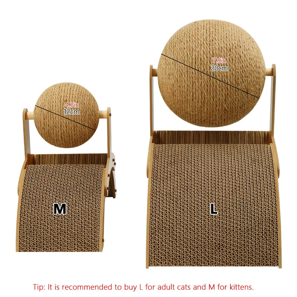 2-in-1 Wooden Sisal Cat Scratching Ball - Durable Paw Grinding Toy