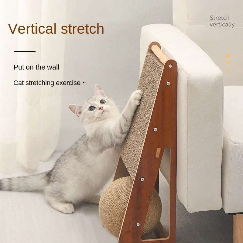 Interactive Cat Scratching Board with Detachable Vertical Ball Toy