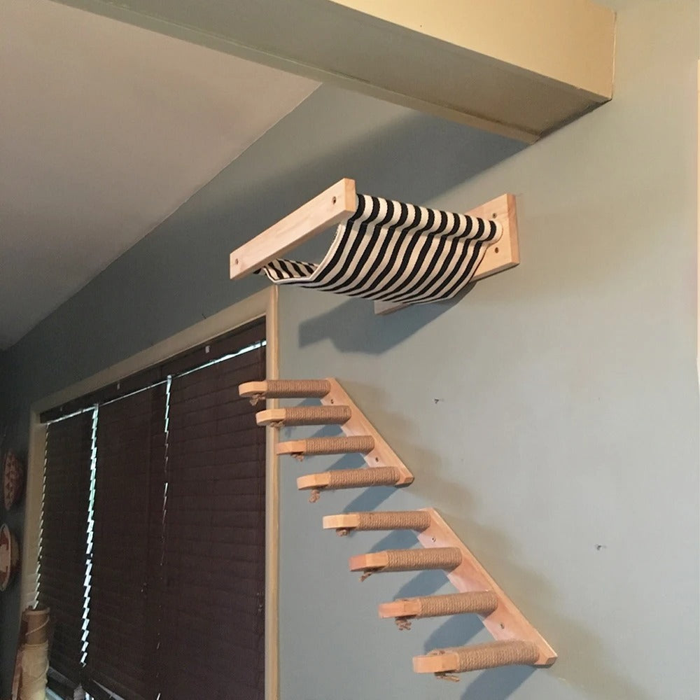 Wall-Mounted Cat Climbing Ladder Jump Ladder Combination