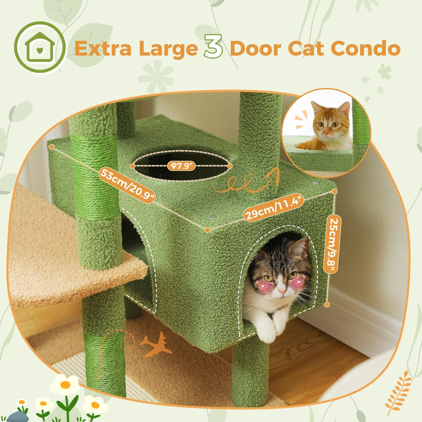 184cm Majestic Multi-Level Cat Tree with Condo, Hammock and Scratching Post