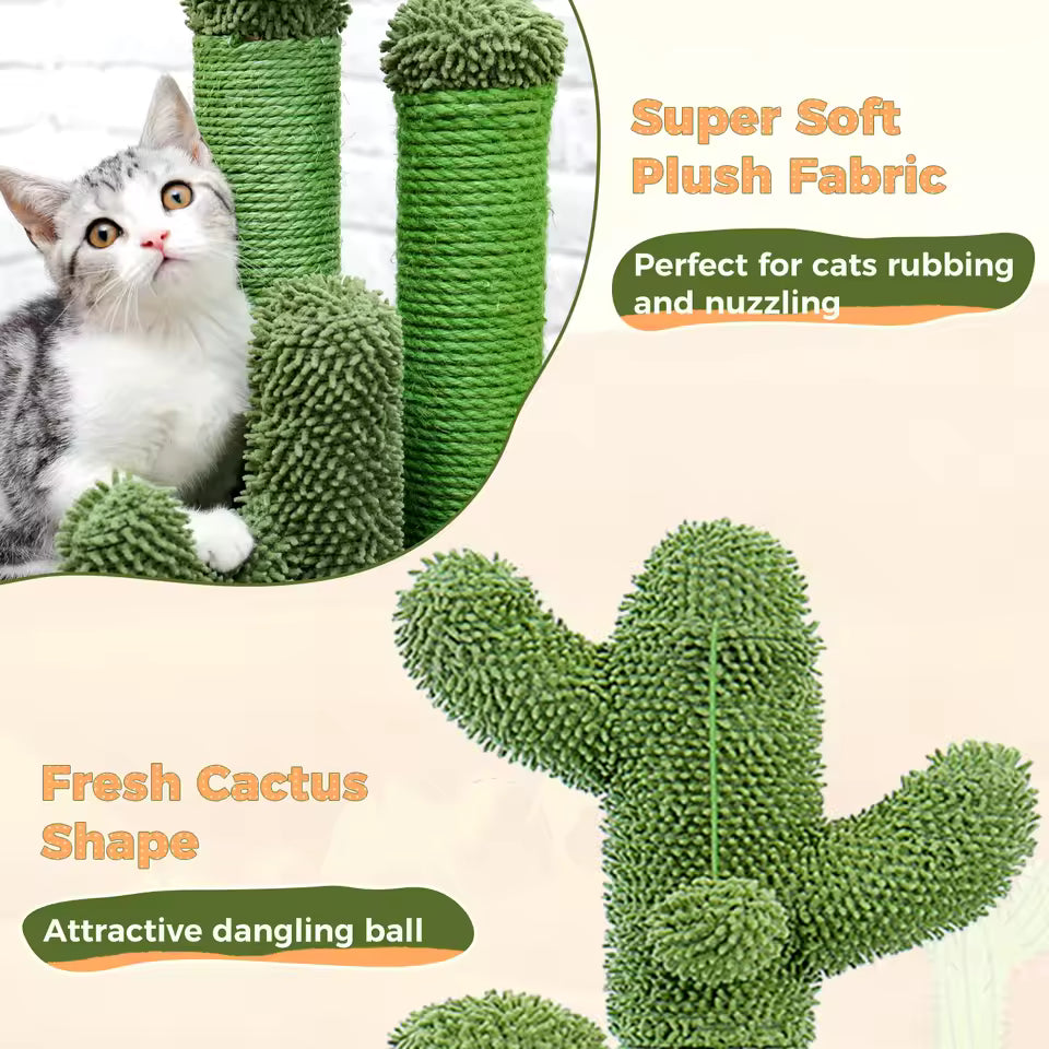 53cm/68.5cm Cactus Cat Scratching Post - Small Cat Tree with Dangling Ball