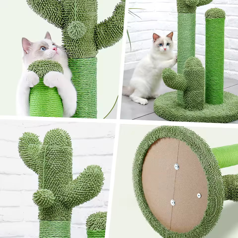 53cm/68.5cm Cactus Cat Scratching Post - Small Cat Tree with Dangling Ball