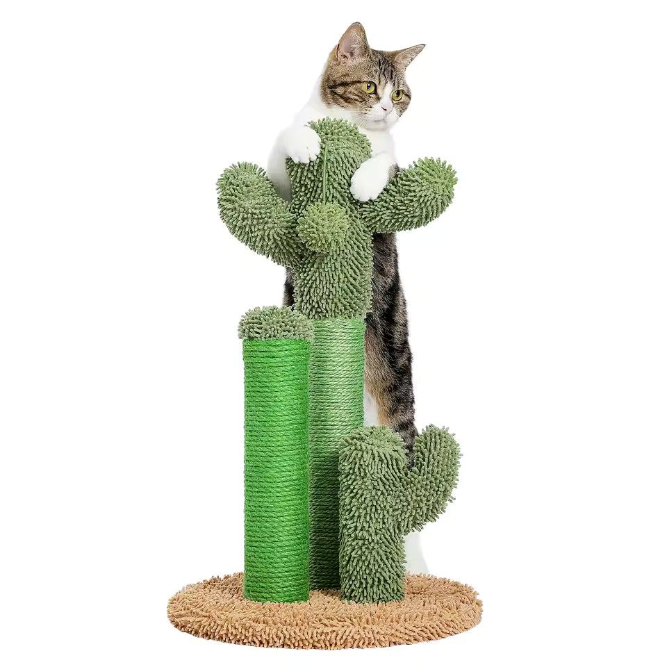 53cm/68.5cm Cactus Cat Scratching Post - Small Cat Tree with Dangling Ball