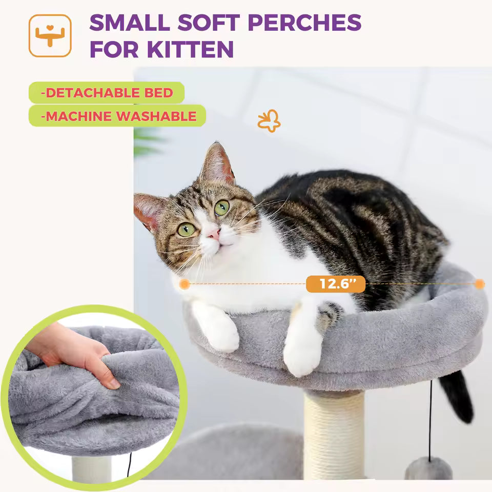 83cm Charming Cat Tree with Cozy Condo and Interactive Features