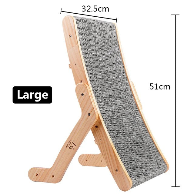 3-in-1 Wooden Cat Scratch Board and Lounge Bed - Versatile Cat Scratcher