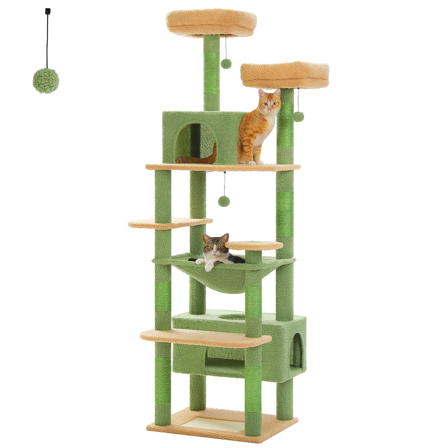 184cm Majestic Multi-Level Cat Tree with Condo, Hammock and Scratching Post