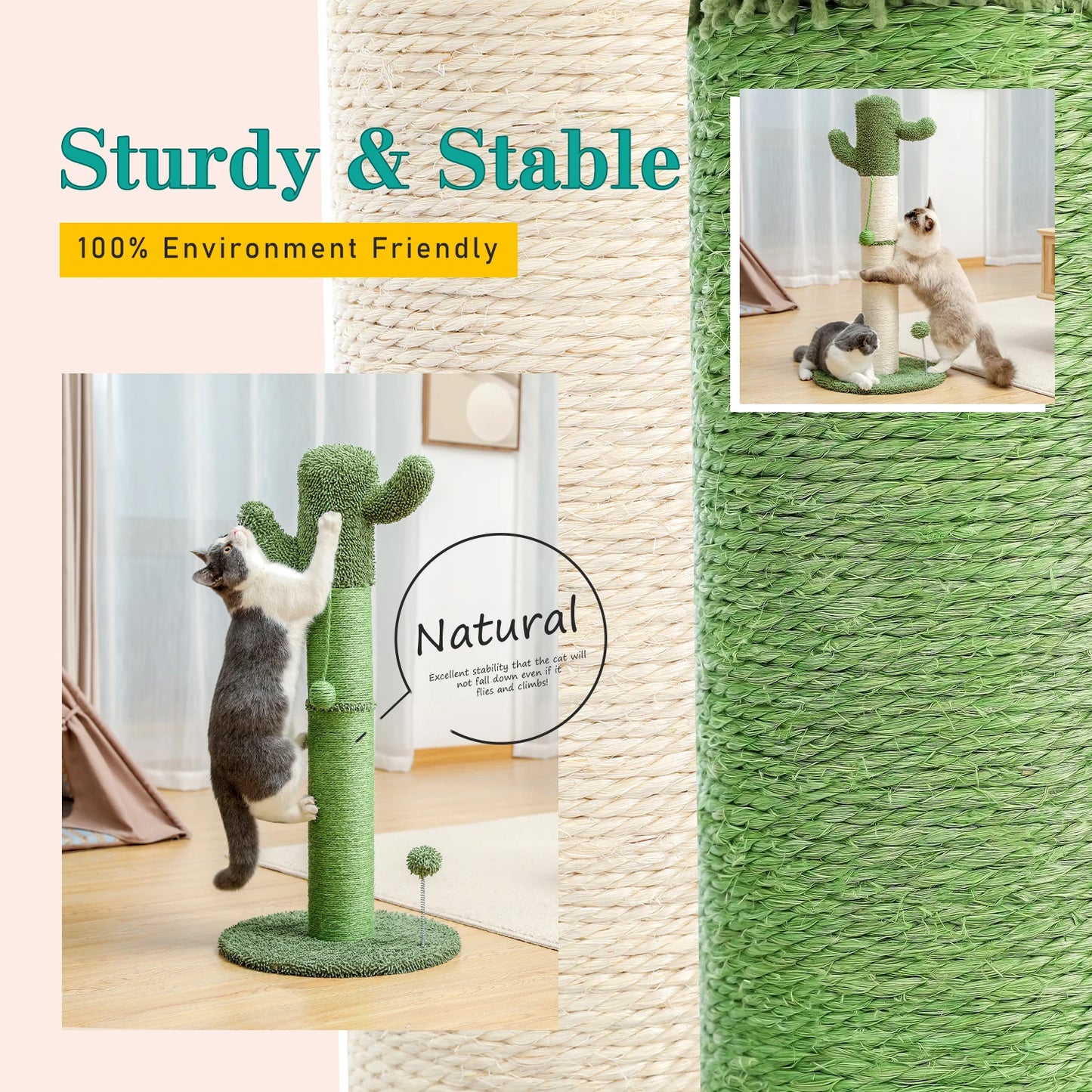 Adorable Cactus Cat Tree Collection - Available in 68cm, 70cm, 85cm, 93.5cm with Play Features