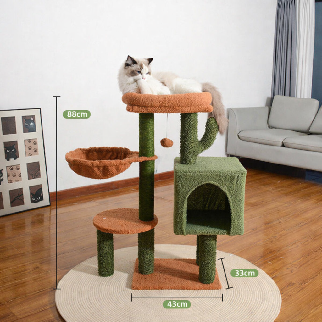 88cm Green Fresh Pastoral Multi-Level Cactus Cat Tree