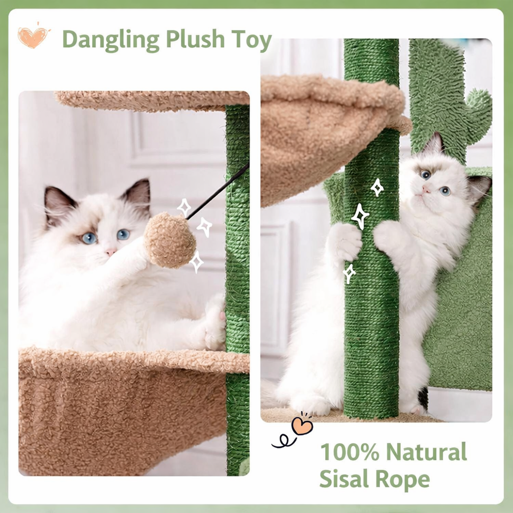 88cm Green Fresh Pastoral Multi-Level Cactus Cat Tree