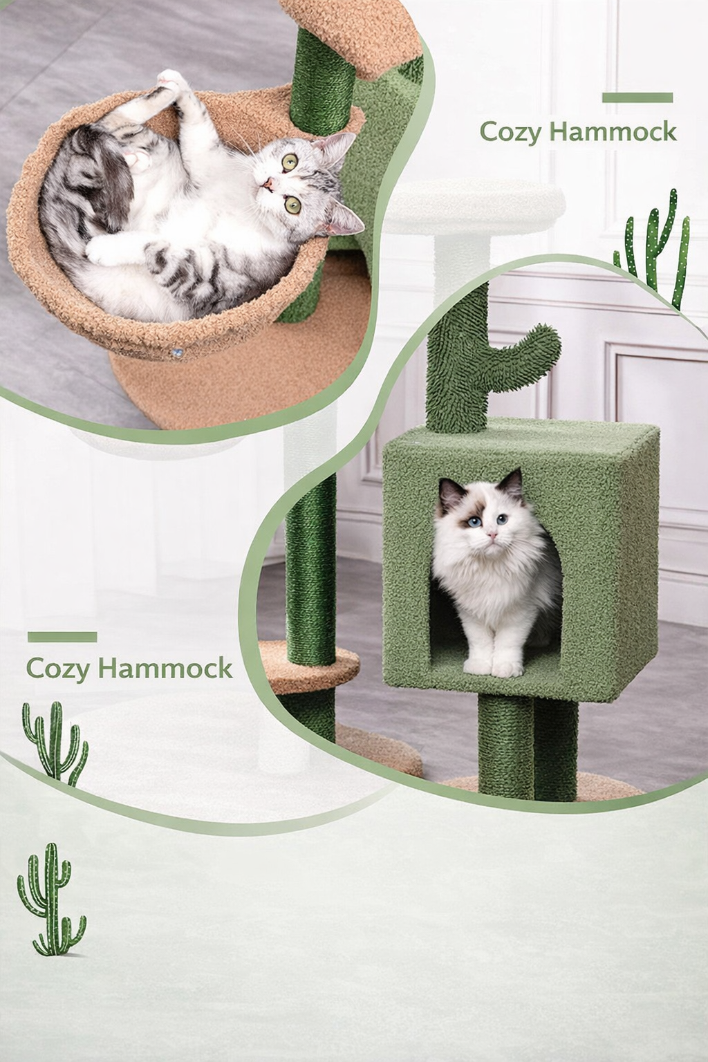 88cm Green Fresh Pastoral Multi-Level Cactus Cat Tree