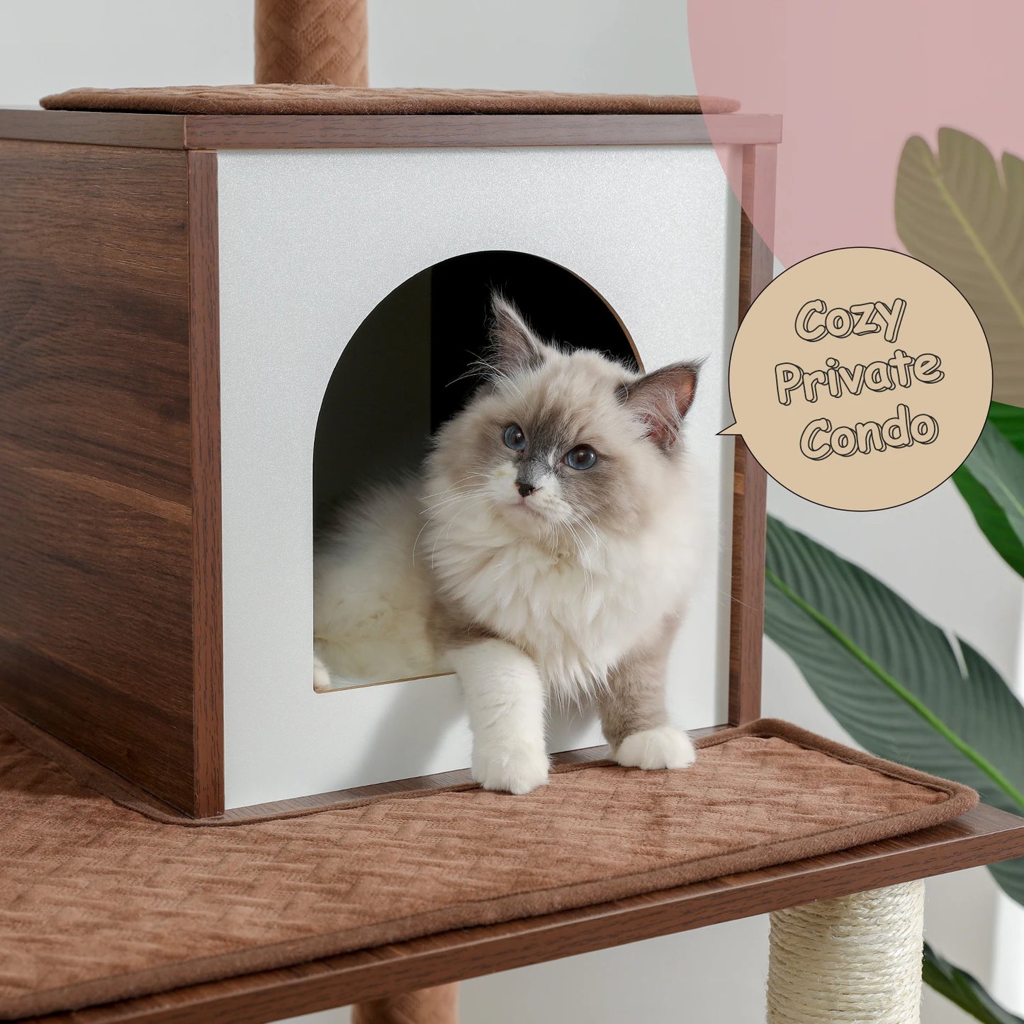 130cm Wooden Cat Tower with Play Tunnel & Scratching Posts - Ultimate Activity Condo