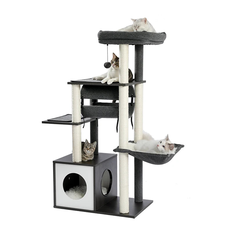 130cm Cat Activity Tower with Play Tunnel - Feline Fun Center
