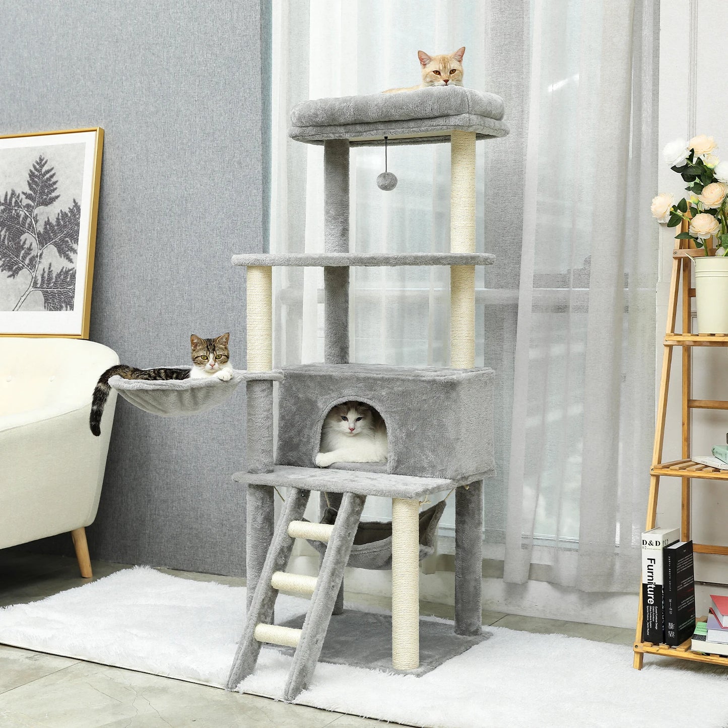 153cm Luxurious Cat Tree - Spacious Tower with Condo and Perch Bed