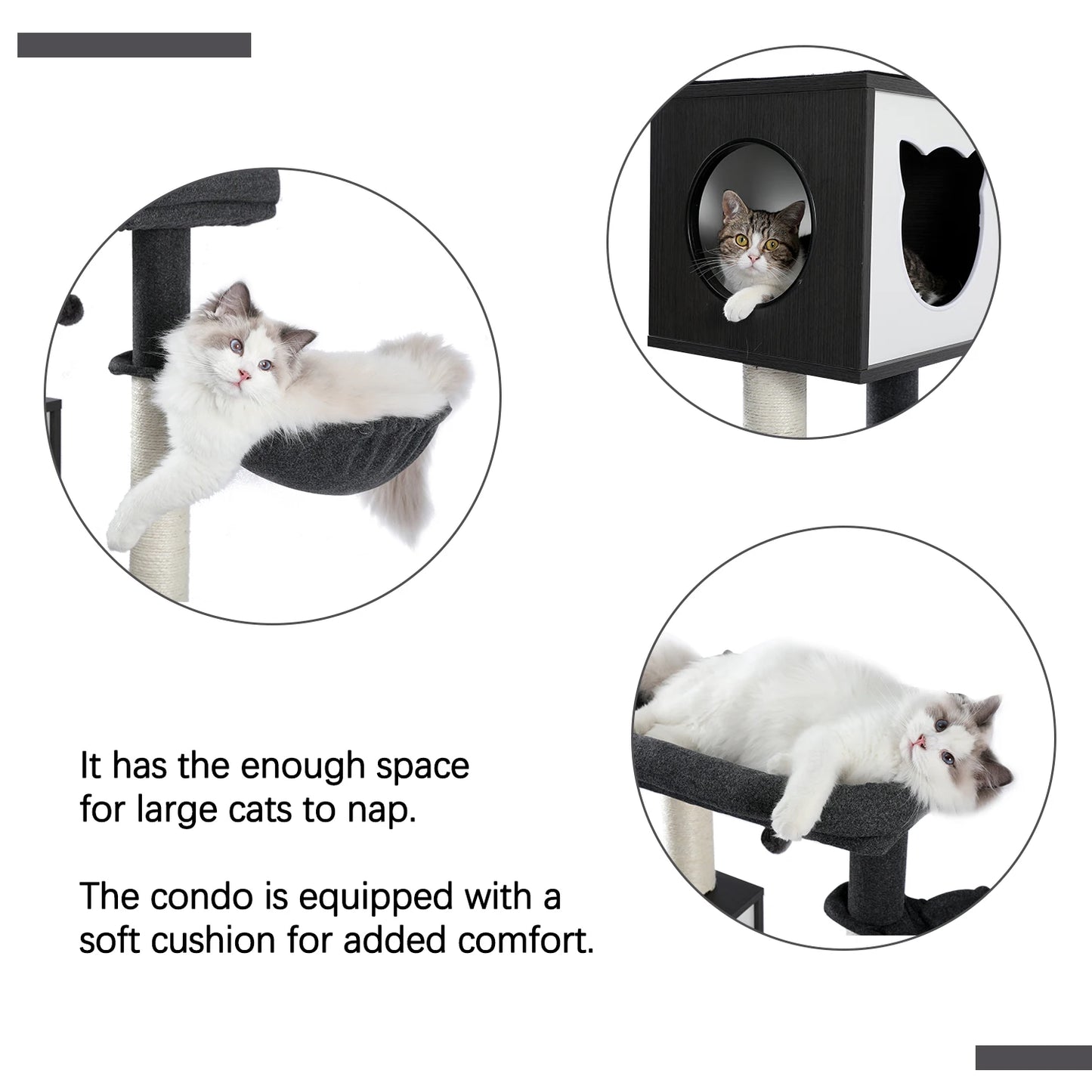 150cm Multi-Purpose Modern Cat Tree - With Private Cat Bathroom & Storage