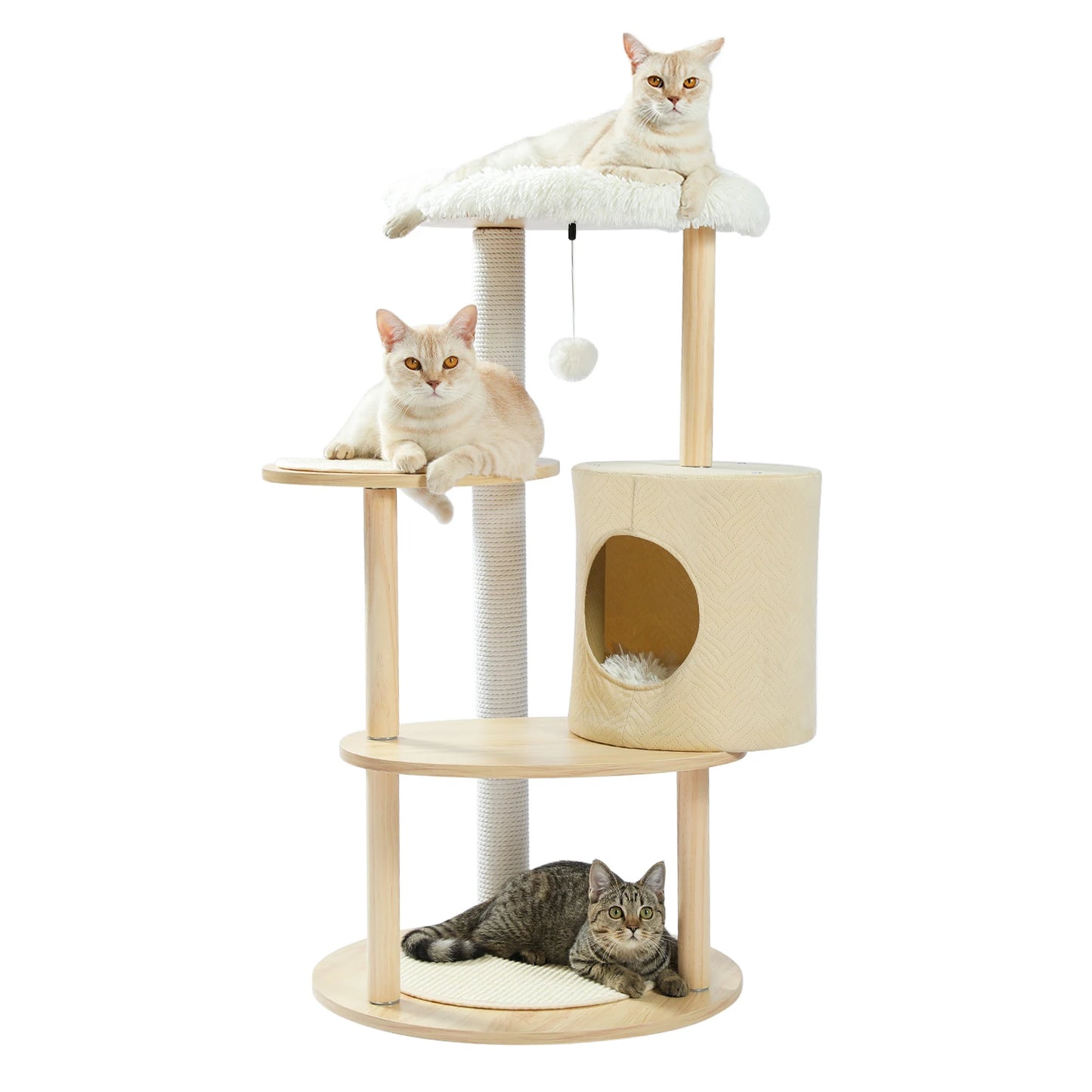 97cm Chic Scandinavian-Style Wooden Cat Tree