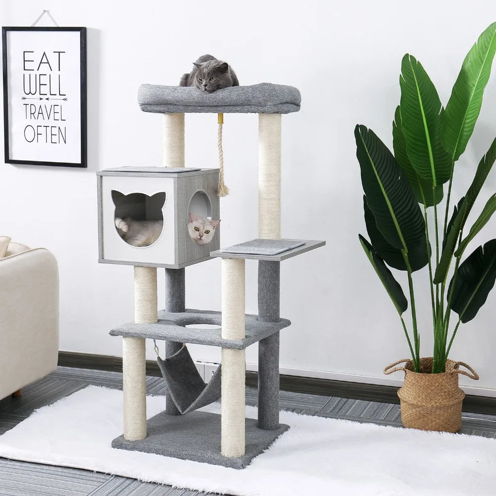 132cm Sleek Minimalist Cat Tree - Modern Design