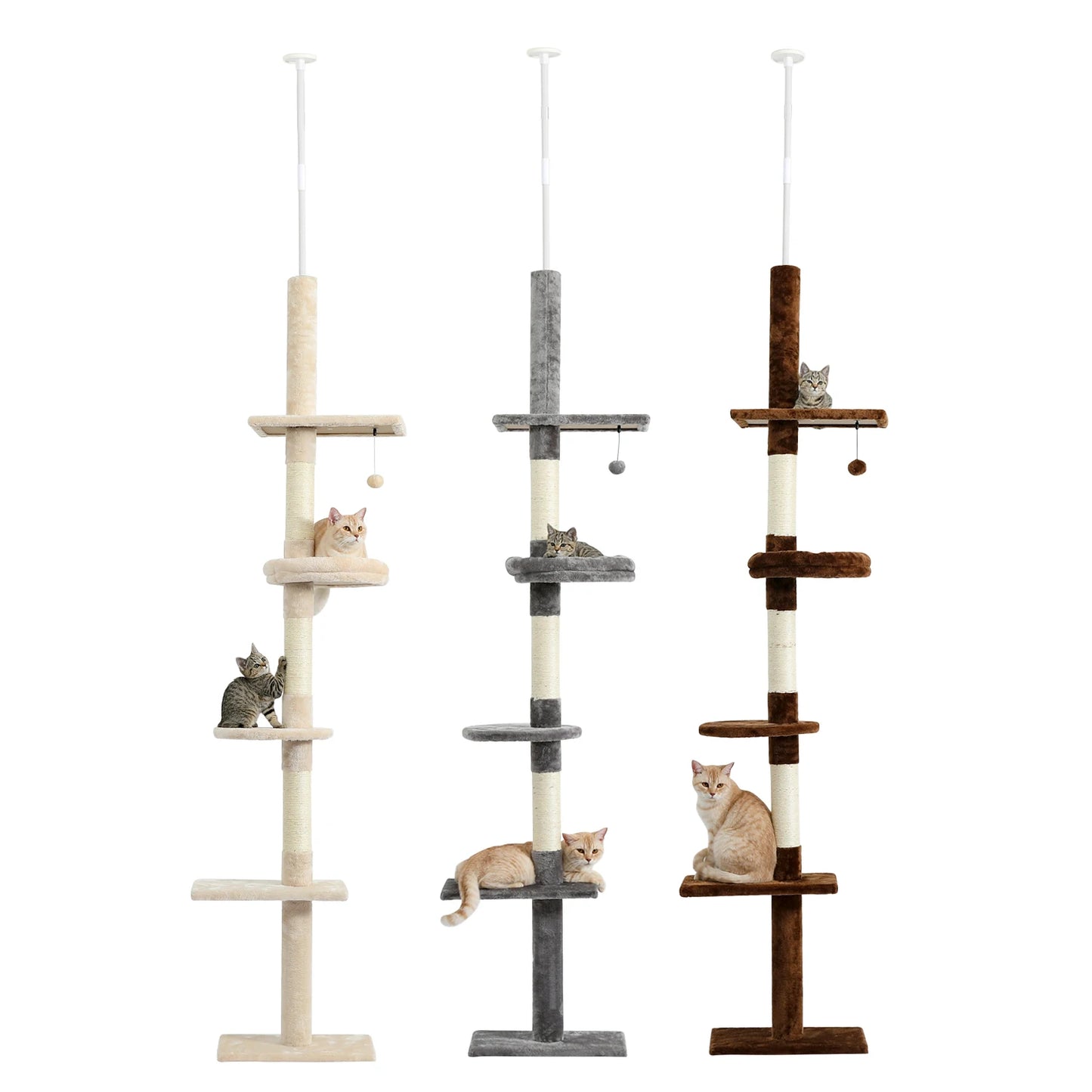 Adjustable Height 228-274cm Elegant Tall Cat Tower