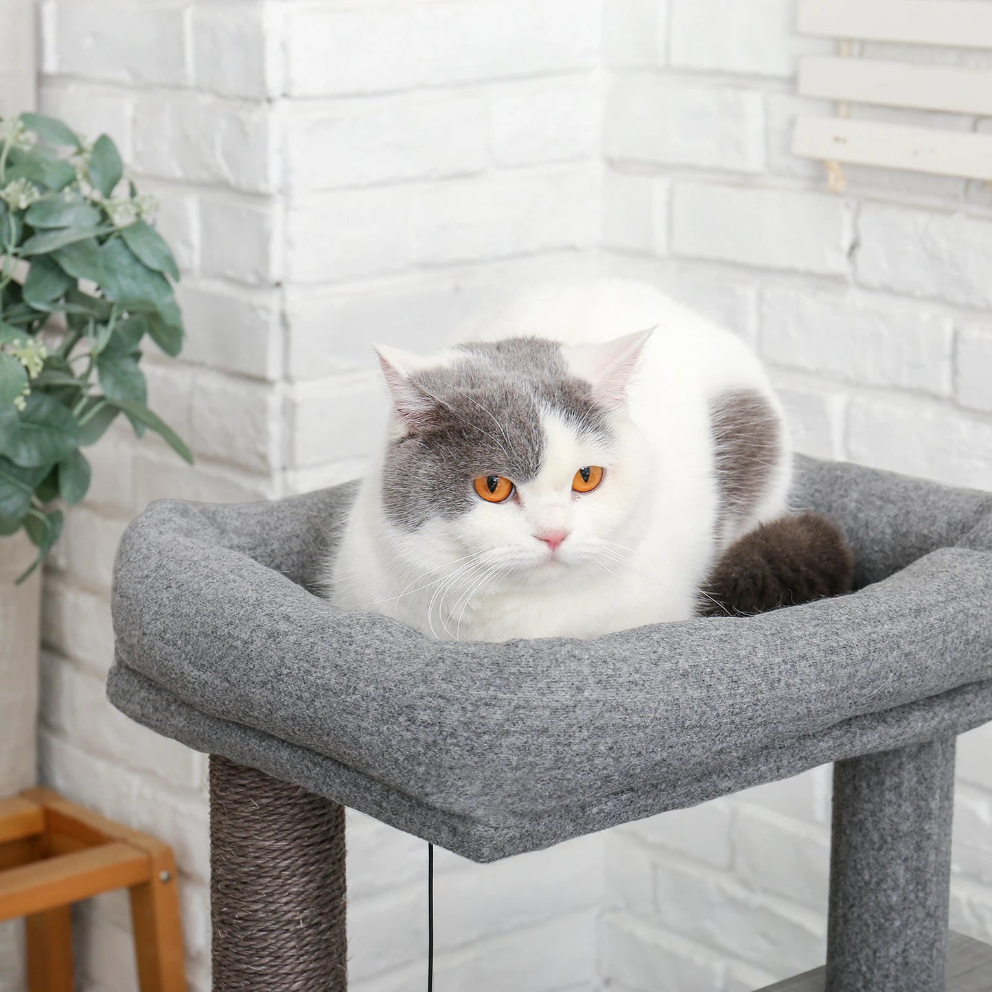 89cm Dual-Material Cat Tower with Tunnel and Activity Center