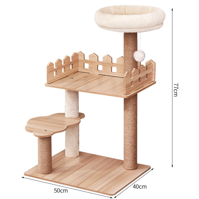Modern Wooden 9-Level Luxury Cat Tree Castle with Guardrails, Capsules & Scratching Posts, 76 - 180cm