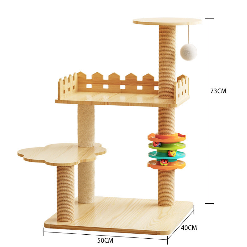 Modern Wooden 9-Level Luxury Cat Tree Castle with Guardrails, Capsules & Scratching Posts, 76 - 180cm