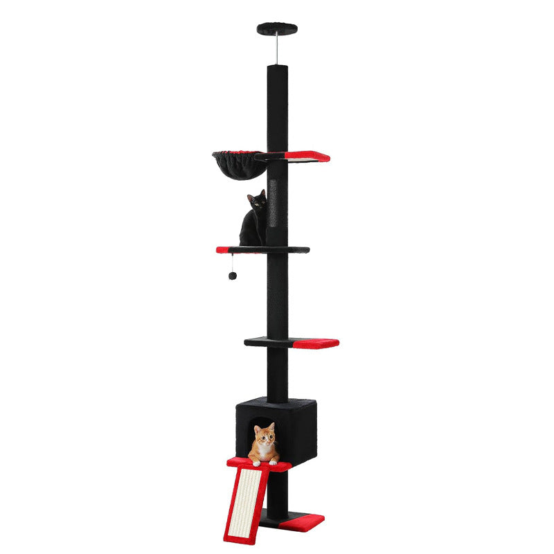5-Tier Gothic Cat Tower - Adjustable Height with Condo, Cozy Hammock and Scratching Posts