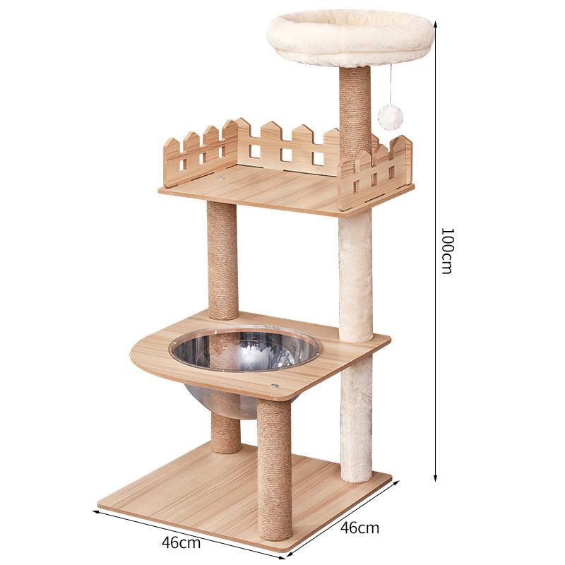 Modern Wooden 9-Level Luxury Cat Tree Castle with Guardrails, Capsules & Scratching Posts, 76 - 180cm