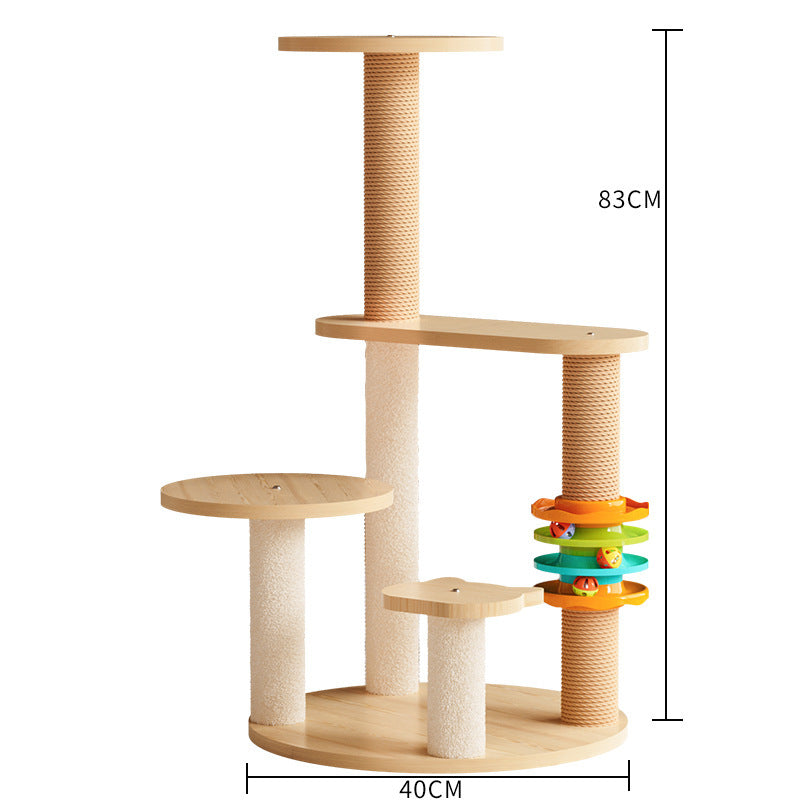 Modern Wooden 9-Level Luxury Cat Tree Castle with Guardrails, Capsules & Scratching Posts, 76 - 180cm