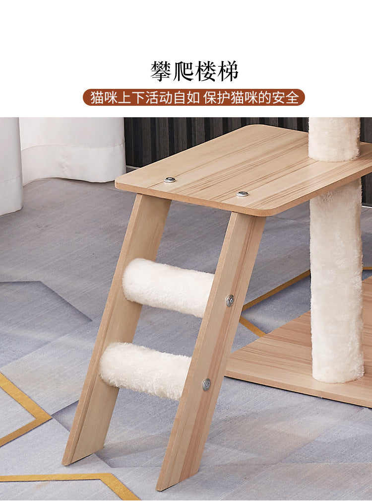 Modern Wooden 9-Level Luxury Cat Tree Castle with Guardrails, Capsules & Scratching Posts, 76 - 180cm