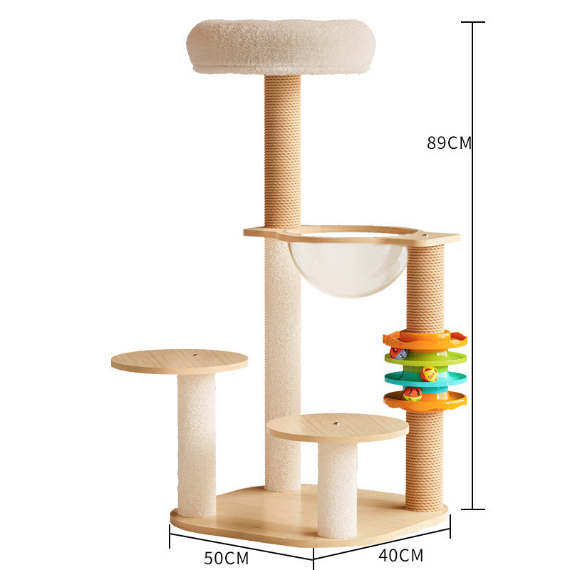 Modern Wooden 9-Level Luxury Cat Tree Castle with Guardrails, Capsules & Scratching Posts, 76 - 180cm