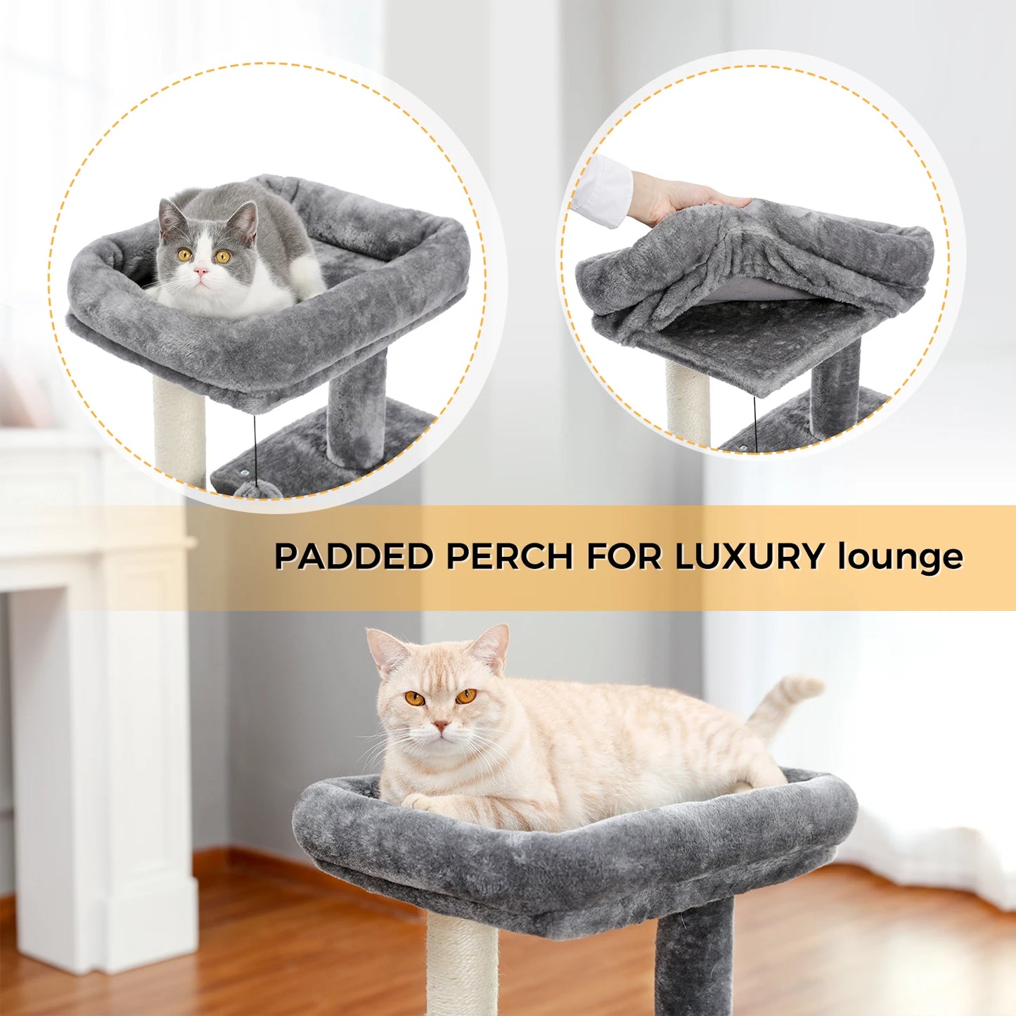 86cm Compact Wood Cat Climbing Tree with Integrated Scratching Post