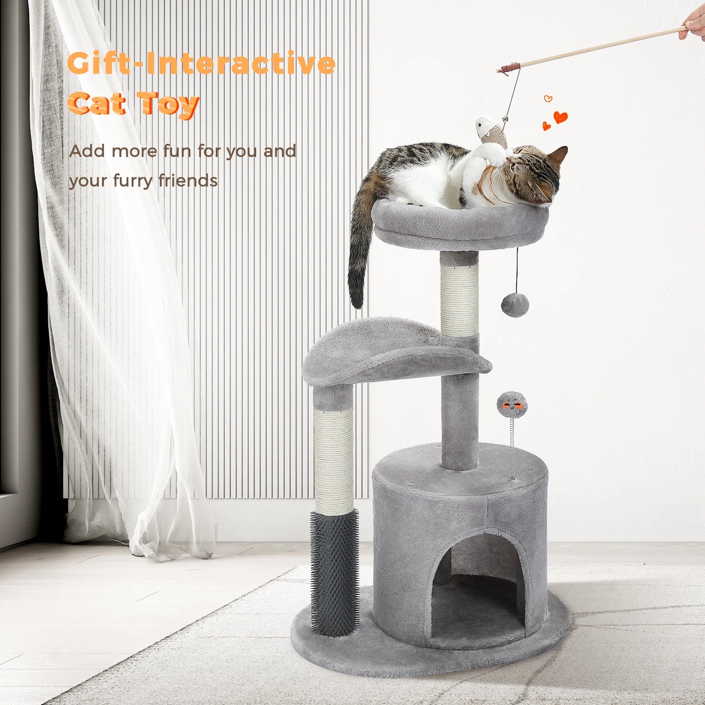 83cm Charming Cat Tree with Cozy Condo and Interactive Features