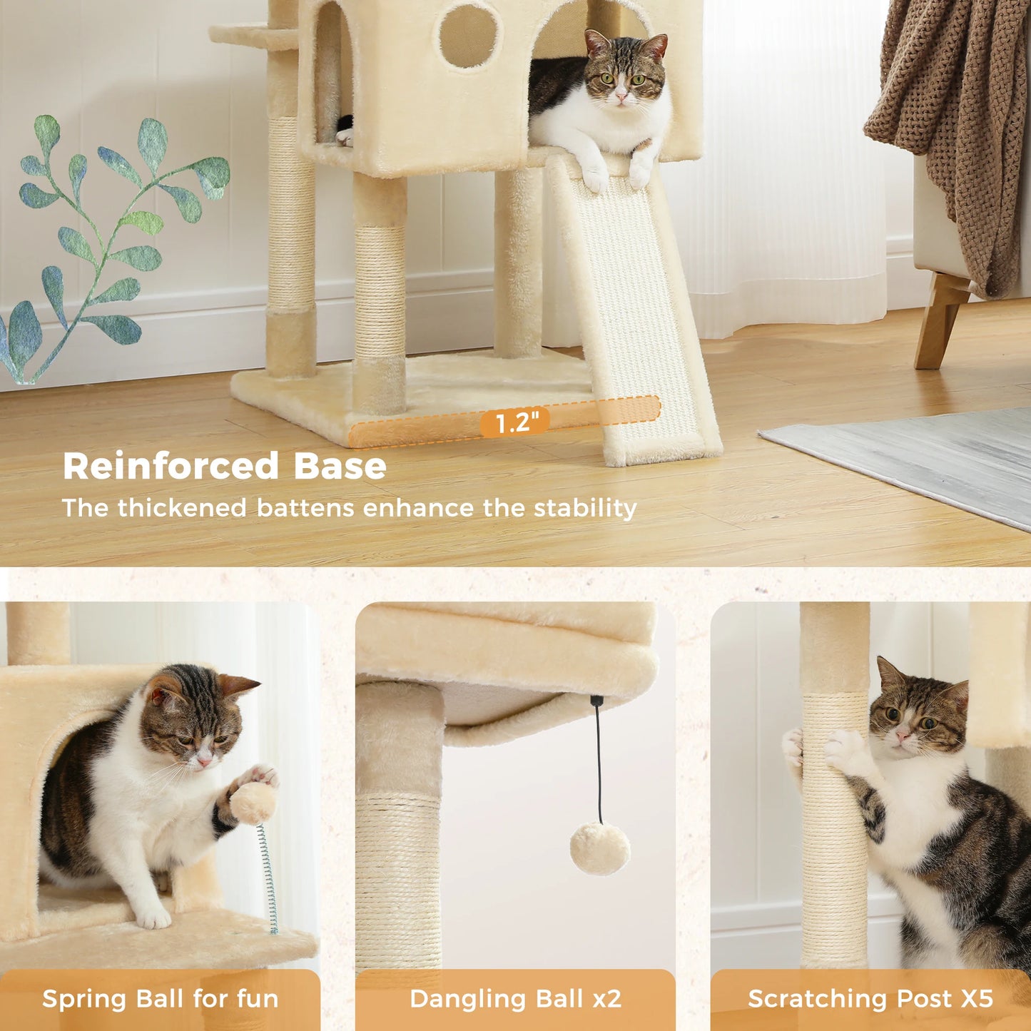 162cm Deluxe Multi-Level Cat Tree with Condo and Scratching Posts