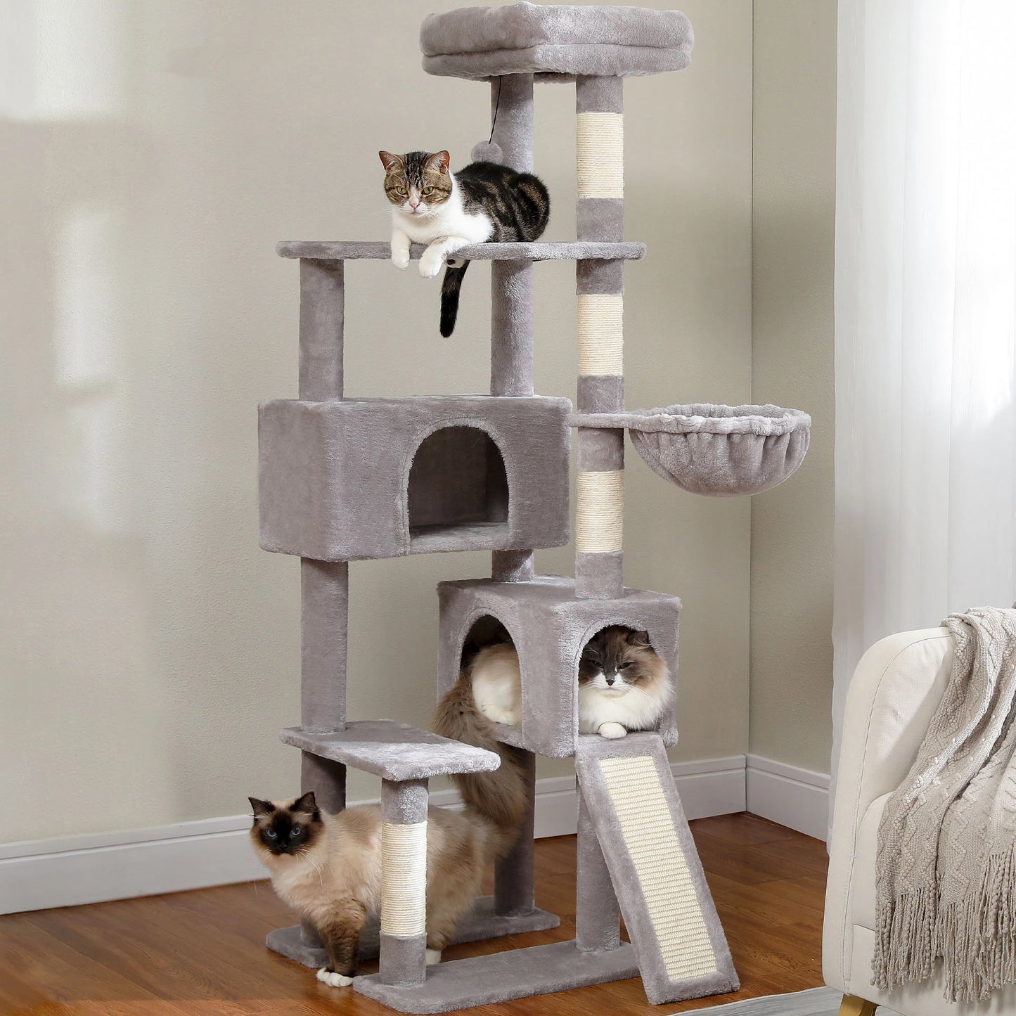 153cm Luxurious Cat Tree - Spacious Tower with Condo and Perch Bed