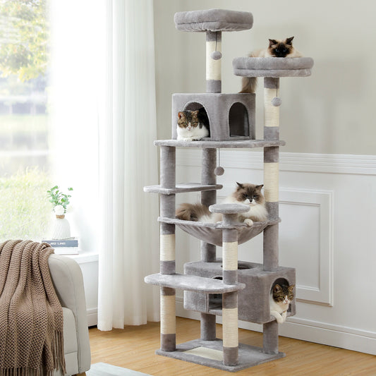 184cm Majestic Multi-Level Cat Tree with Condo, Hammock, and Scratching Post