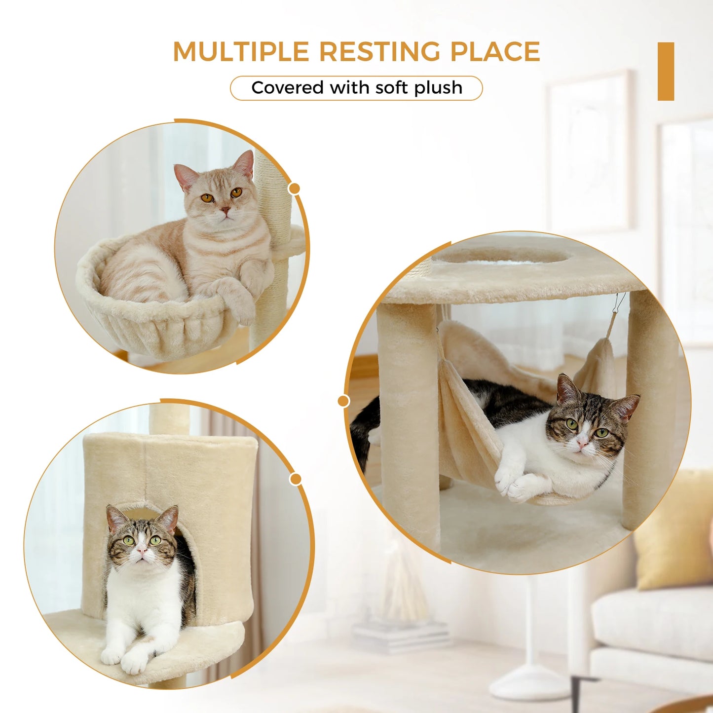 152cm Multi-Cat Luxury Tower - Spacious Multi-Level Cat Tree