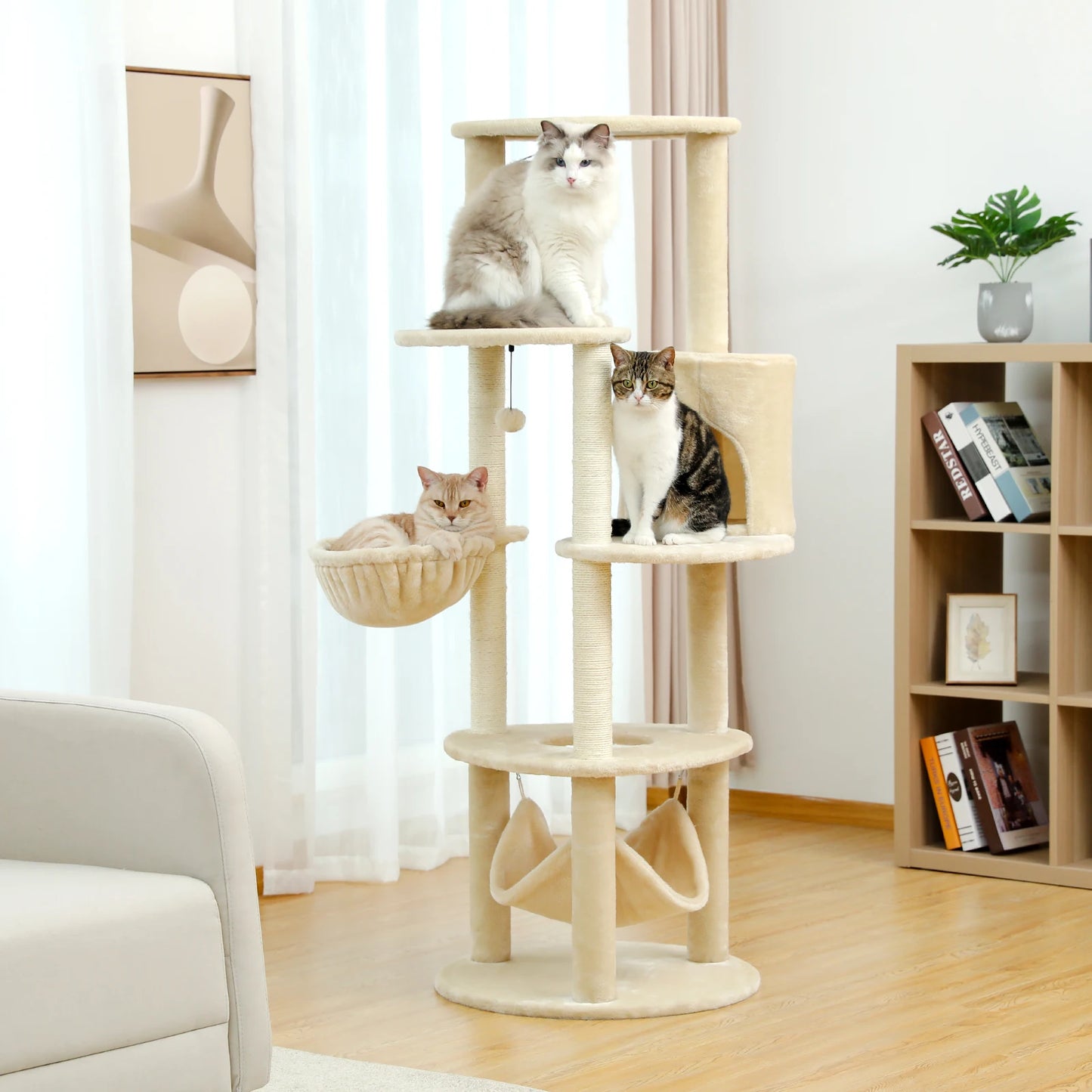 152cm Multi-Cat Luxury Tower - Spacious Multi-Level Cat Tree